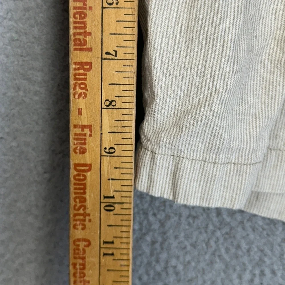 Tommy Bahama Linen Blend Shorts Mens 38 Beige White Striped Casual Chino Logo